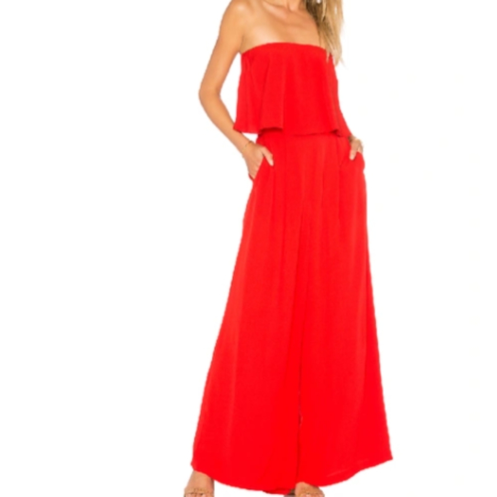 Free People Gia Set- 2 piece Red Jumpsuit Size Small - Picture 2 of 14